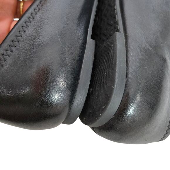 Tory Burch Reva Mestico Ballet Flats Black Leather Round Toe Logo Medallion 6 - Picture 15 of 16